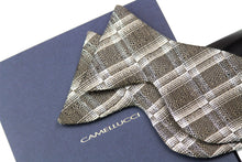 Load image into Gallery viewer, Grey Plaid Men&#39;s Large Silk Bow Tie
