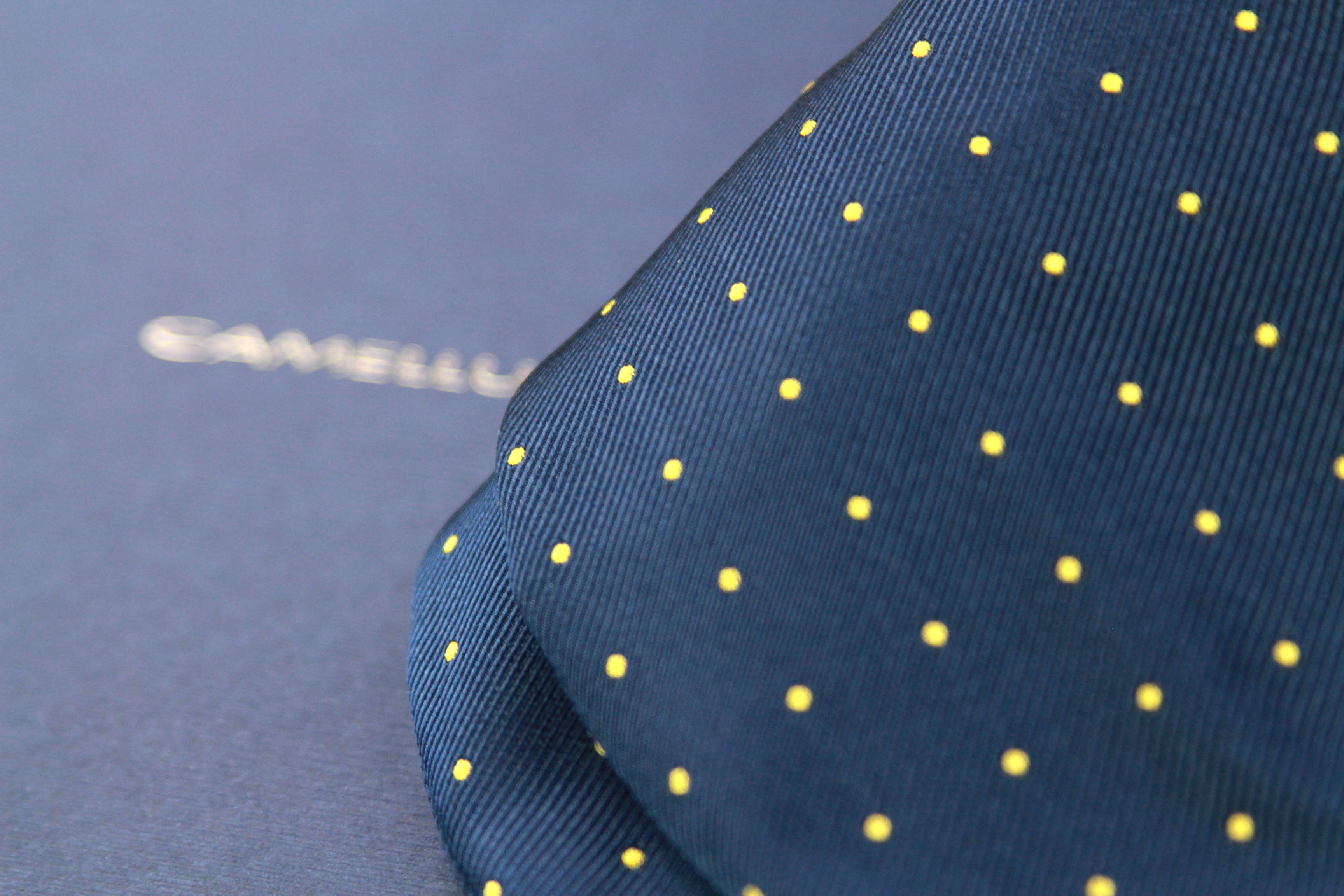 Big Butterfly Navy Yellow  blue Polka Dot Silk Bow Tie