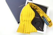 Load image into Gallery viewer, Big Butterfly Gold Yellow Striped Silk Bow Tie 
