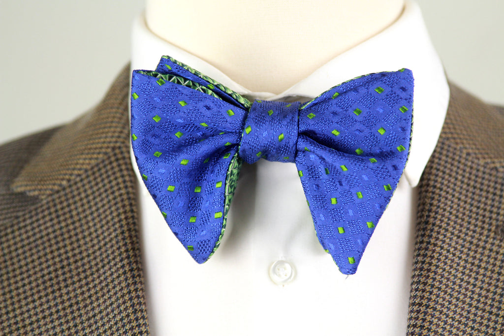 Big Butterfly Green Blue Silk Bow Tie