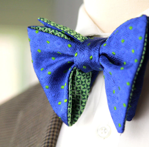 Big Butterfly Green Blue Silk Bow Tie