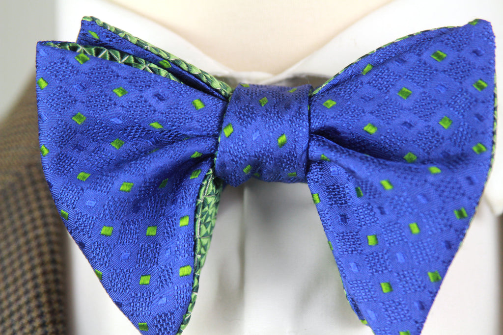 Big Butterfly Green Blue Silk Bow Tie