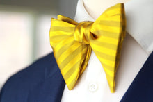 Load image into Gallery viewer, Big Butterfly Gold Yellow Striped Silk Bow Tie 
