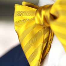 Load image into Gallery viewer, Big Butterfly Gold Yellow Striped Silk Bow Tie 
