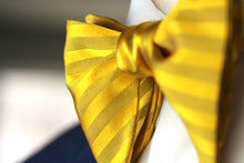 Load image into Gallery viewer, Big Butterfly Gold Yellow Striped Silk Bow Tie 

