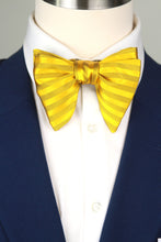 Load image into Gallery viewer, Big Butterfly Gold Yellow Striped Silk Bow Tie 
