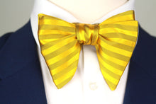 Load image into Gallery viewer, Big Butterfly Gold Yellow Striped Silk Bow Tie 
