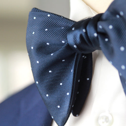 Big Butterfly Navy dusty blue Polka Dot Silk Bow Tie