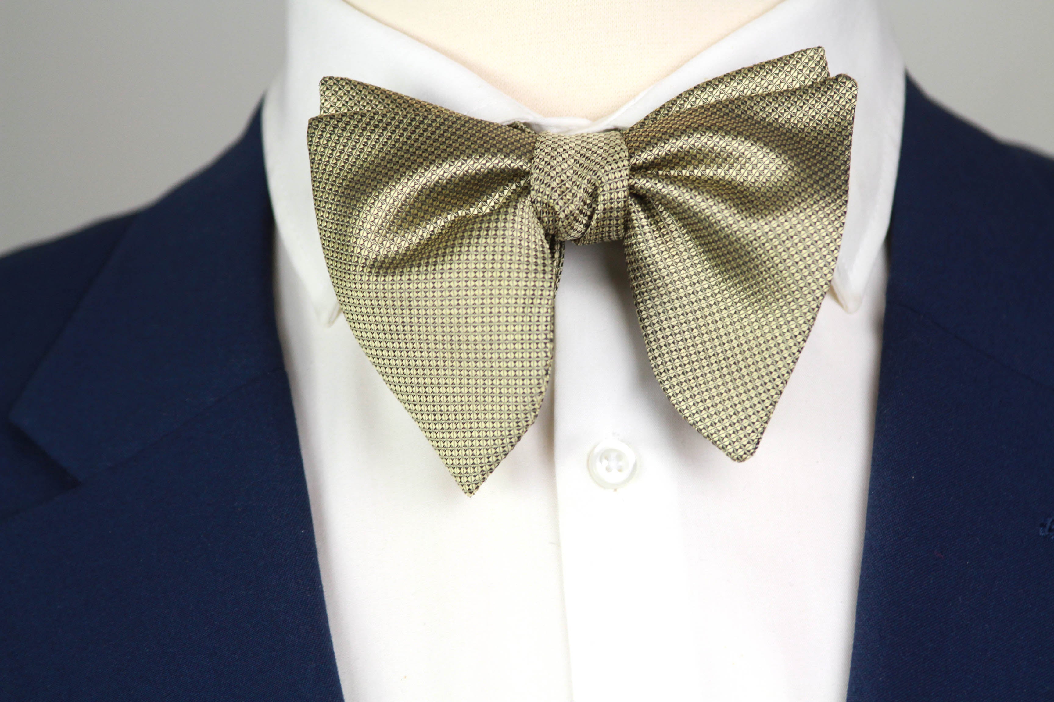 Big Butterfly Gold Bronze Ornament Silk Bow Tie
