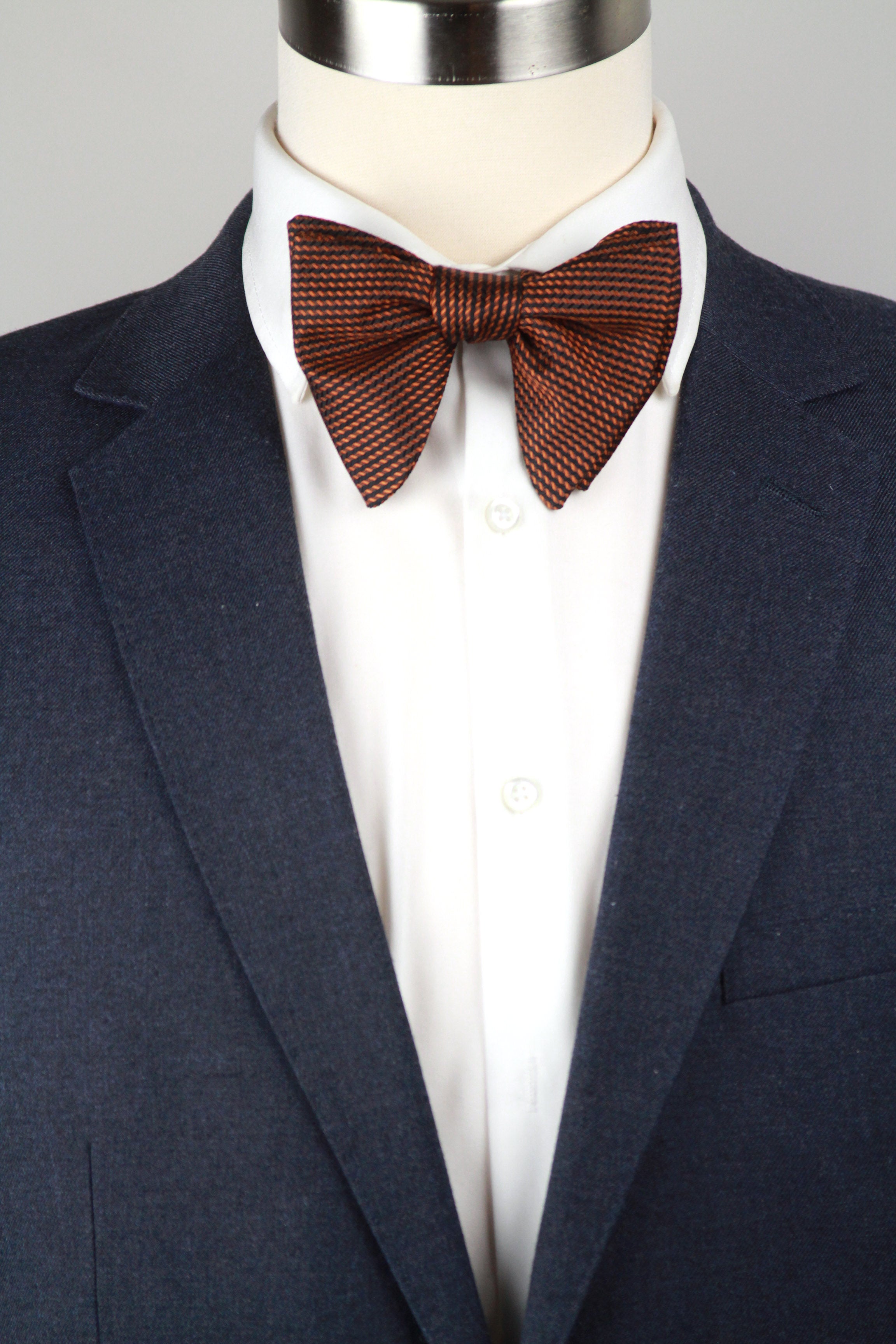 Big Butterfly Orange Black Ornament Silk Bow Tie