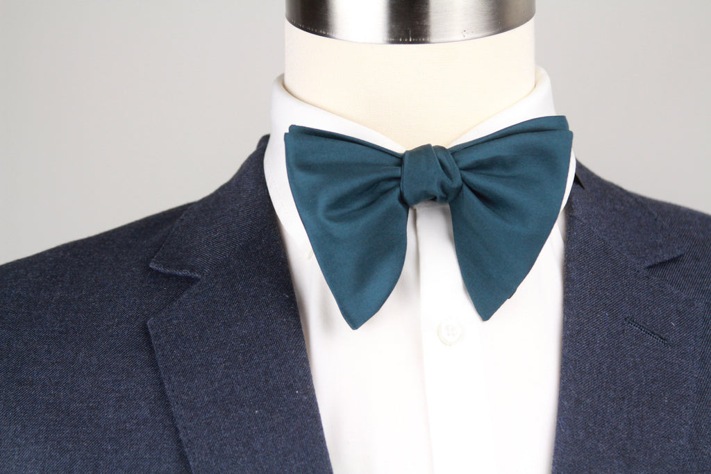Men's midnight green teal Large Silk Bow Tie S719
