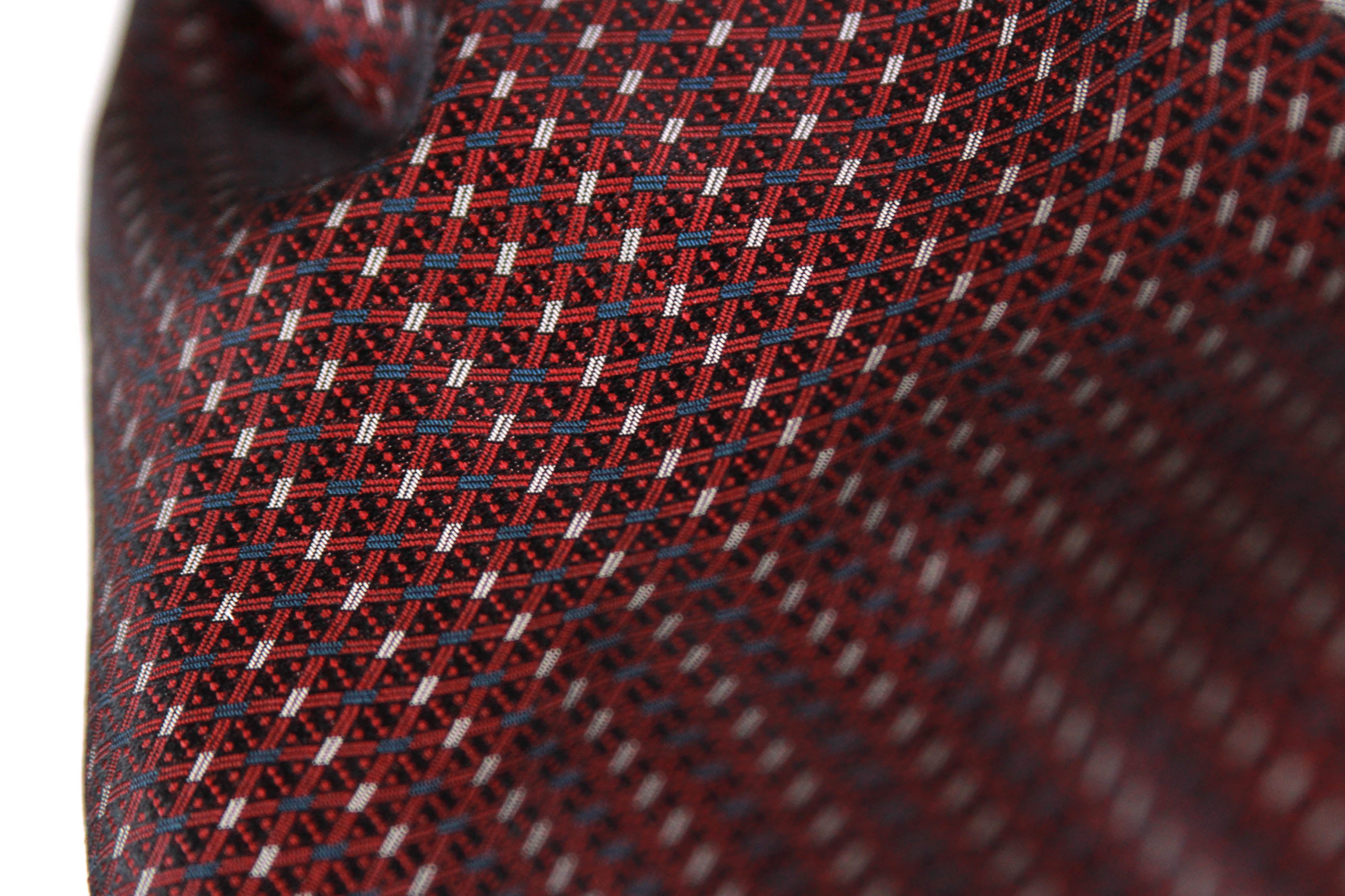 Reversible Silk striped geometrical ornament Ascot Burgundy Maroon A123b