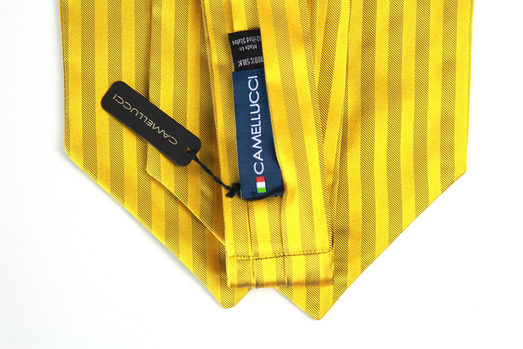 Gold Silk Cravat Ascot Striped Yellow Gold A230