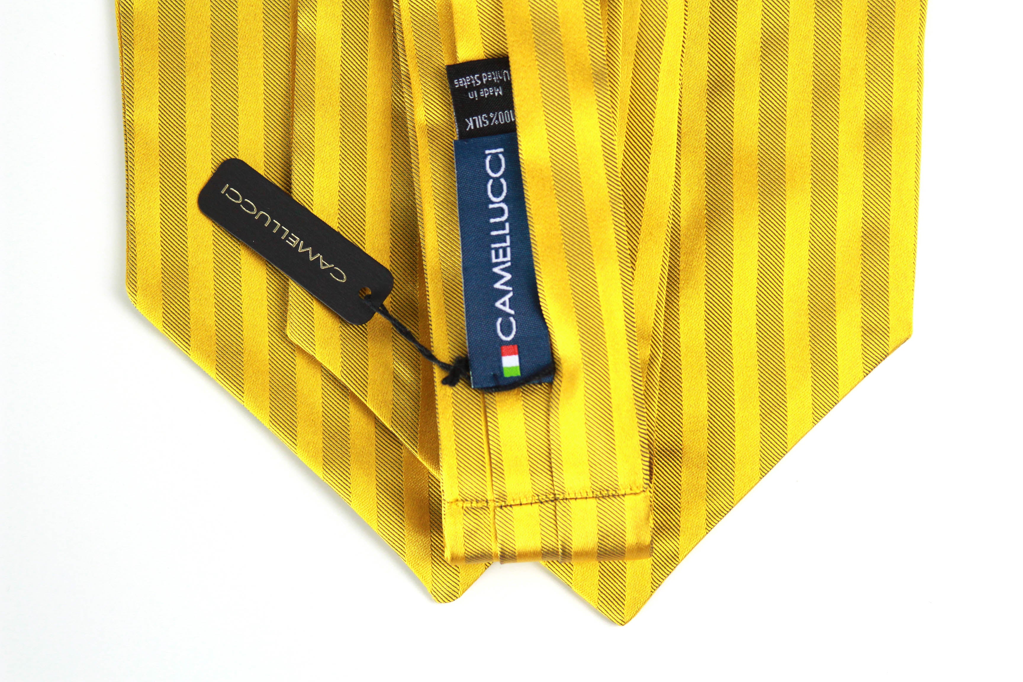 Gold Silk Cravat Ascot Striped Yellow Gold A230