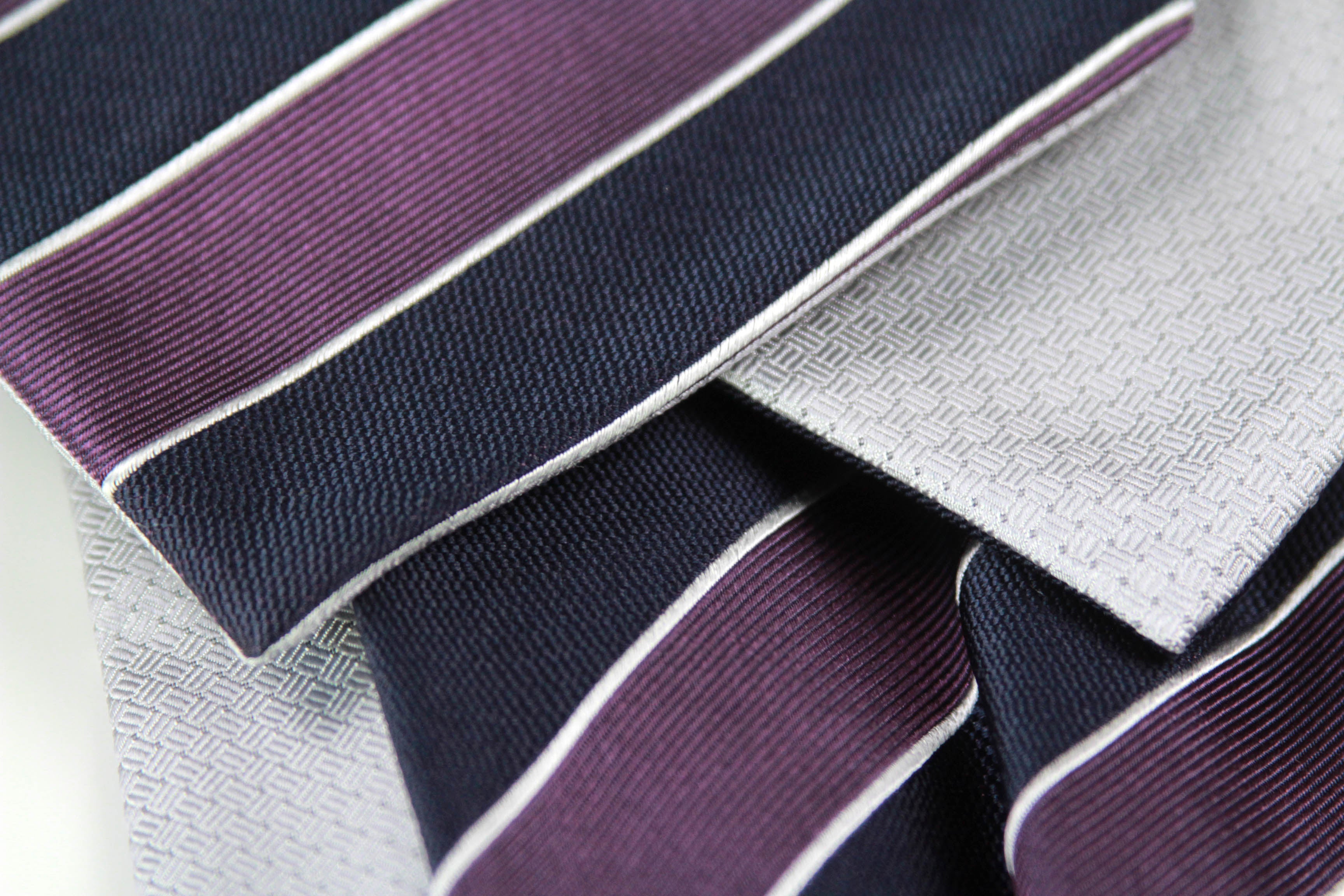 Silk Men's Ascot Grey silver purple lilac striped SKU: A216