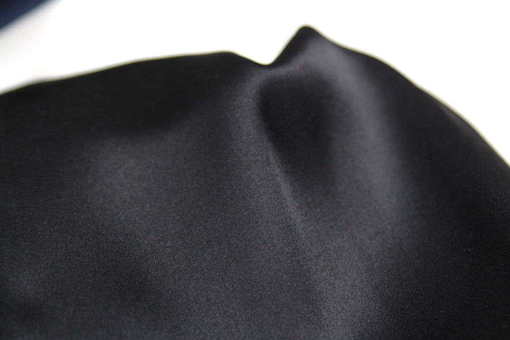 Black Charmeuse Silk Ascot Solid Black A218