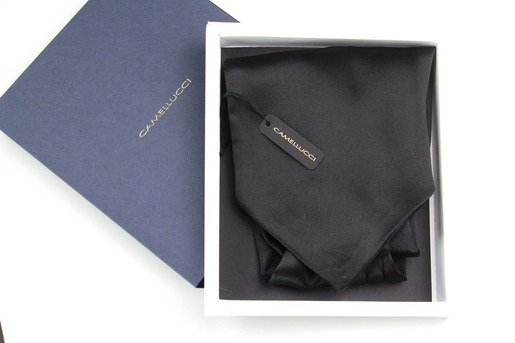 Black Charmeuse Silk Ascot Solid Black A218