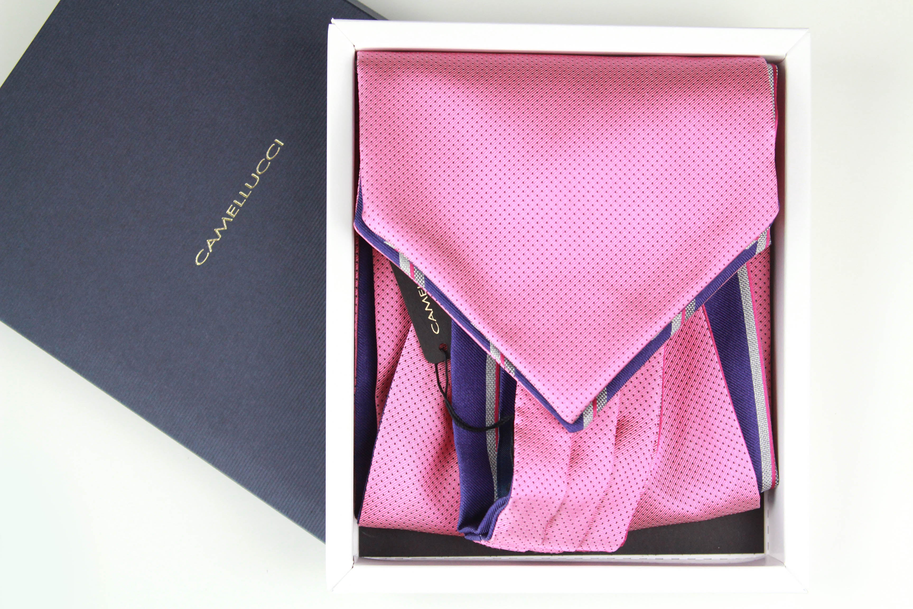 Striped Coral Pink Silk Ascot SKU: A203