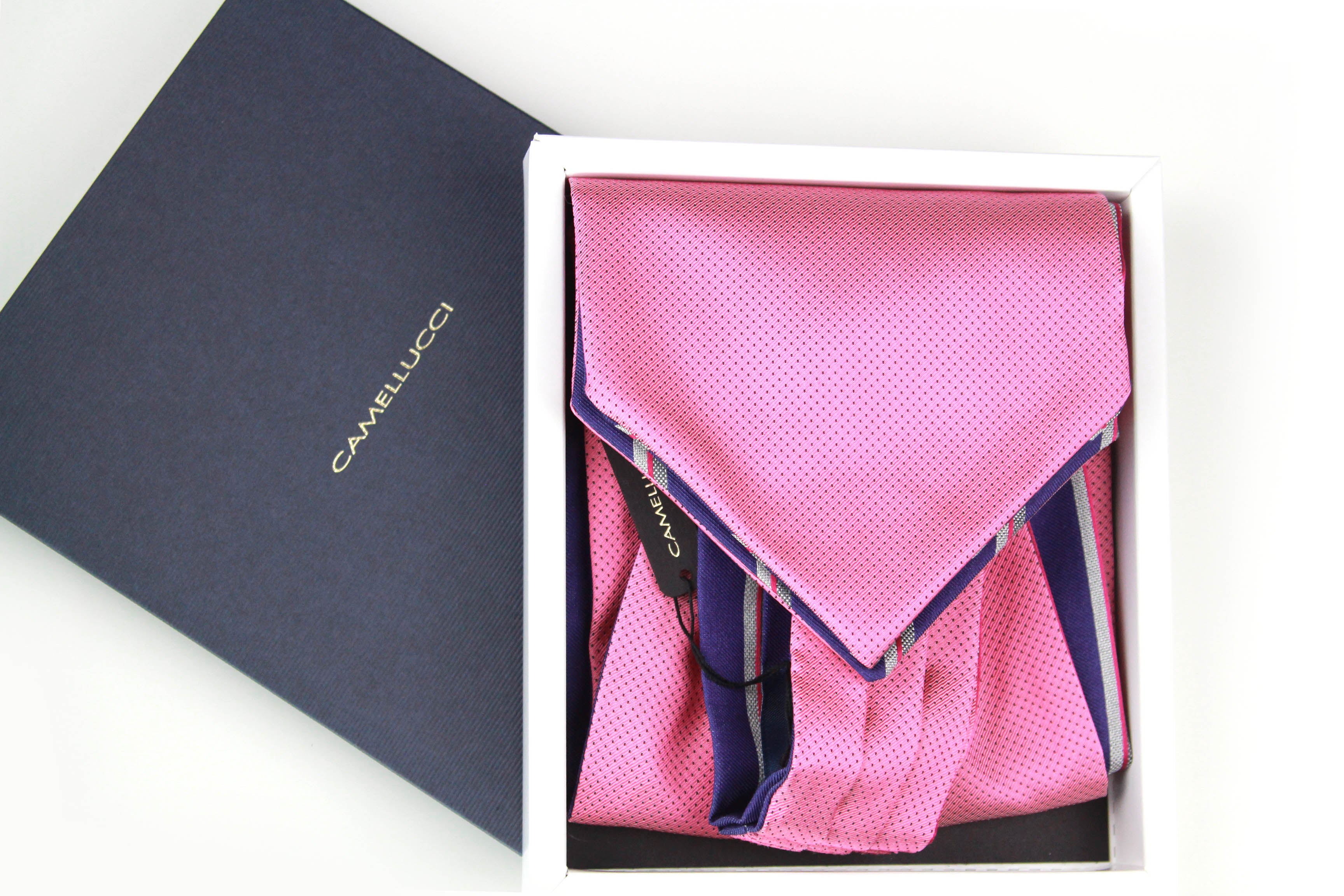 Striped Coral Pink Silk Ascot SKU: A203