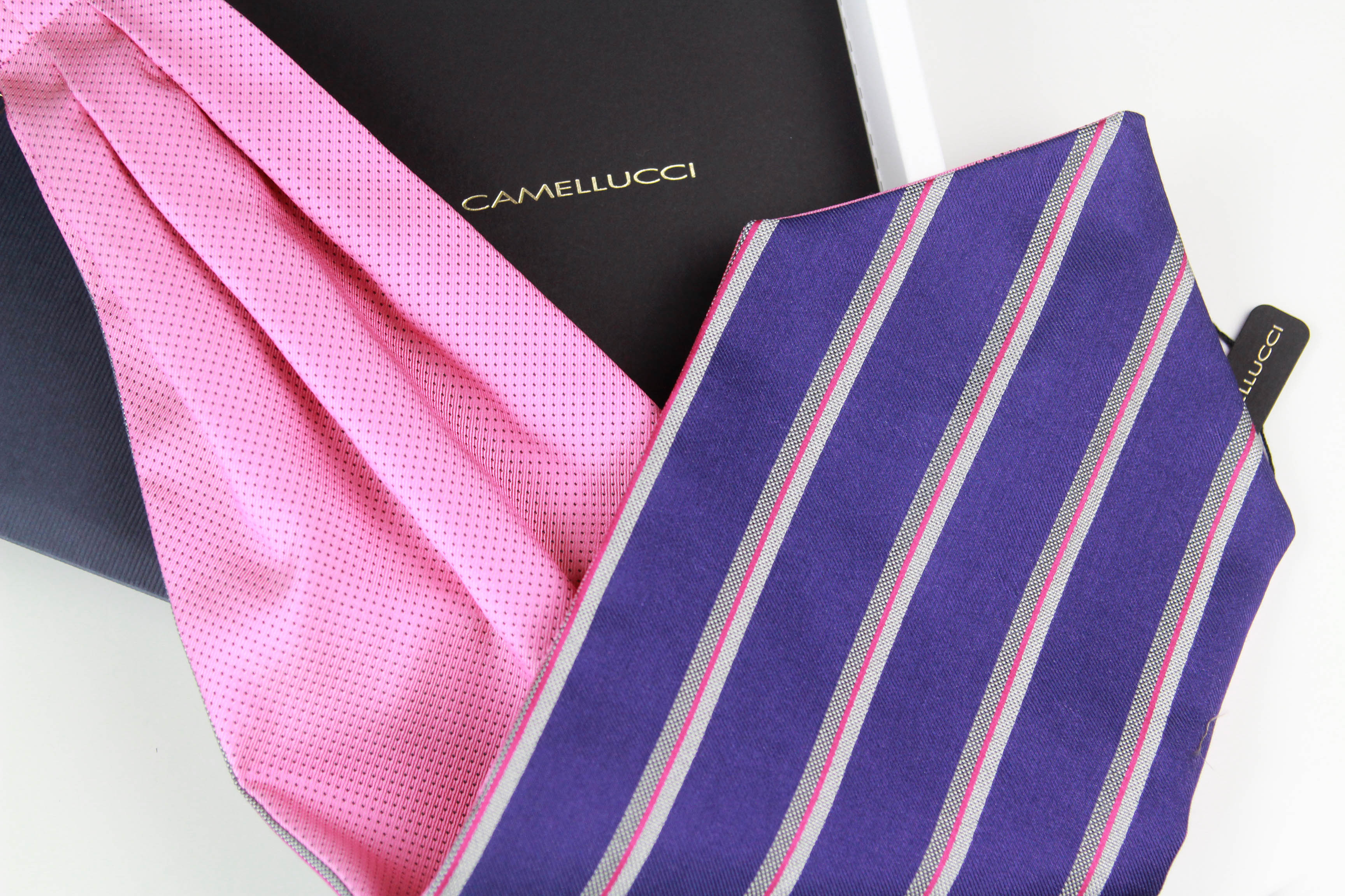 Striped Coral Pink Silk Ascot SKU: A203