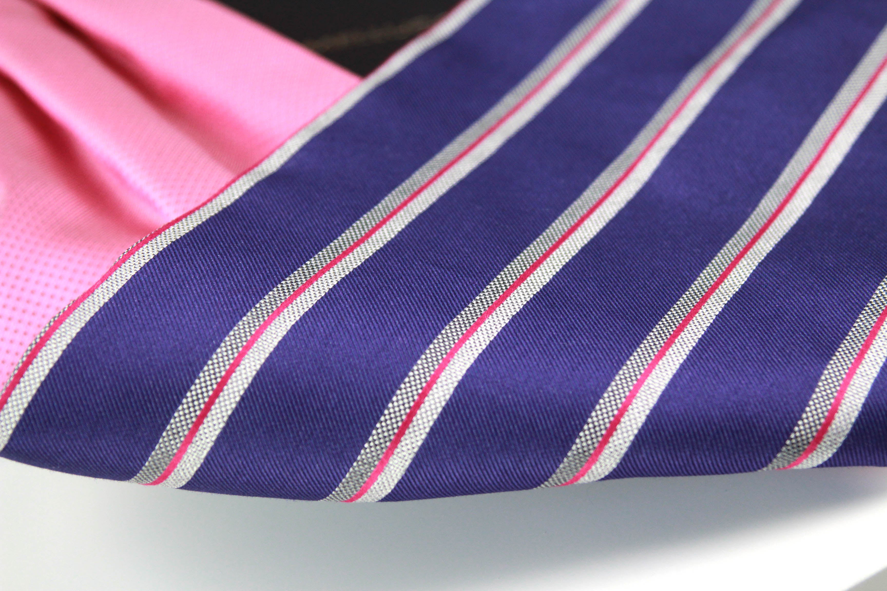 Striped Coral Pink Silk Ascot SKU: A203