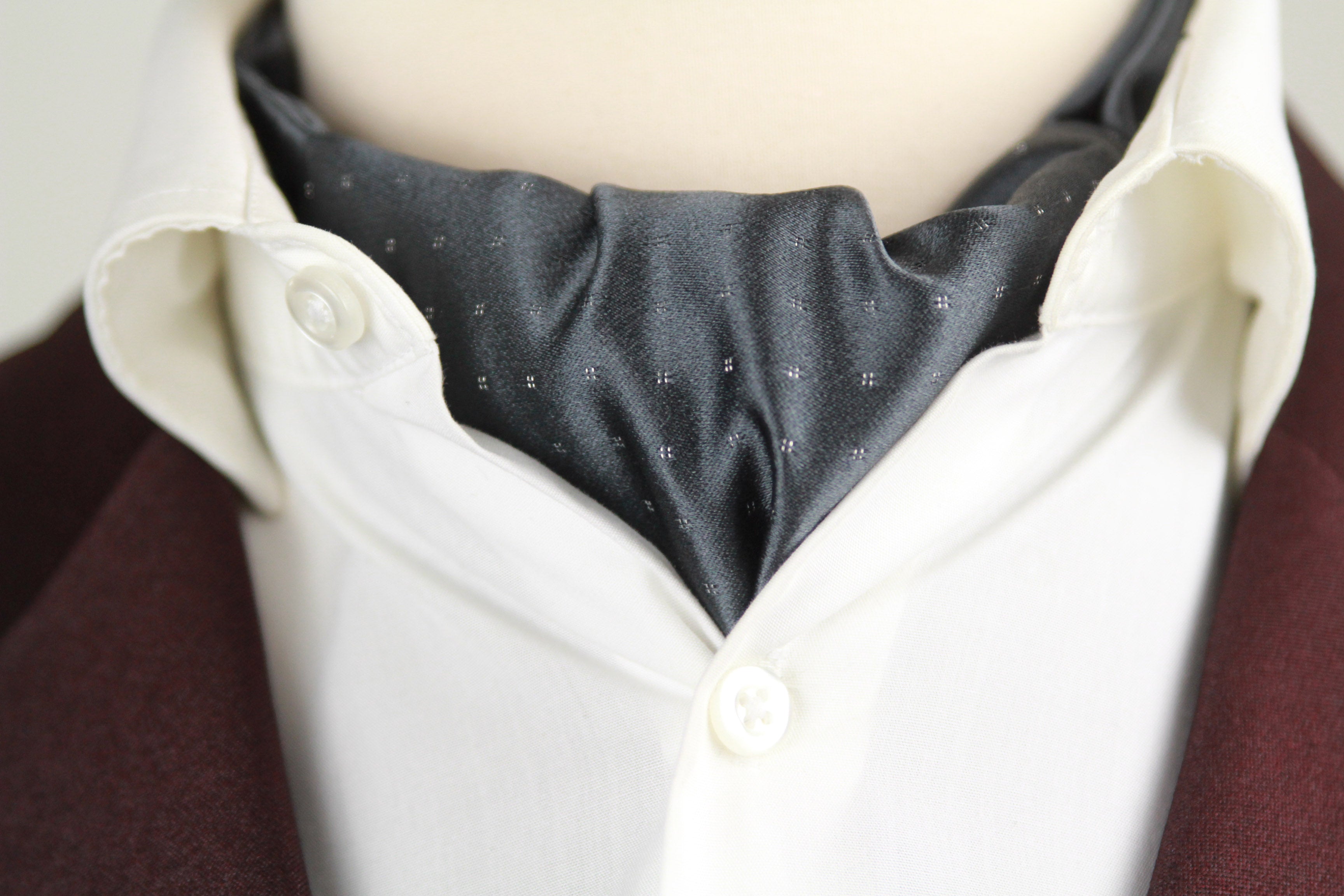 Silk Men's Ascot Grey Geometrical ornament SKU: A213