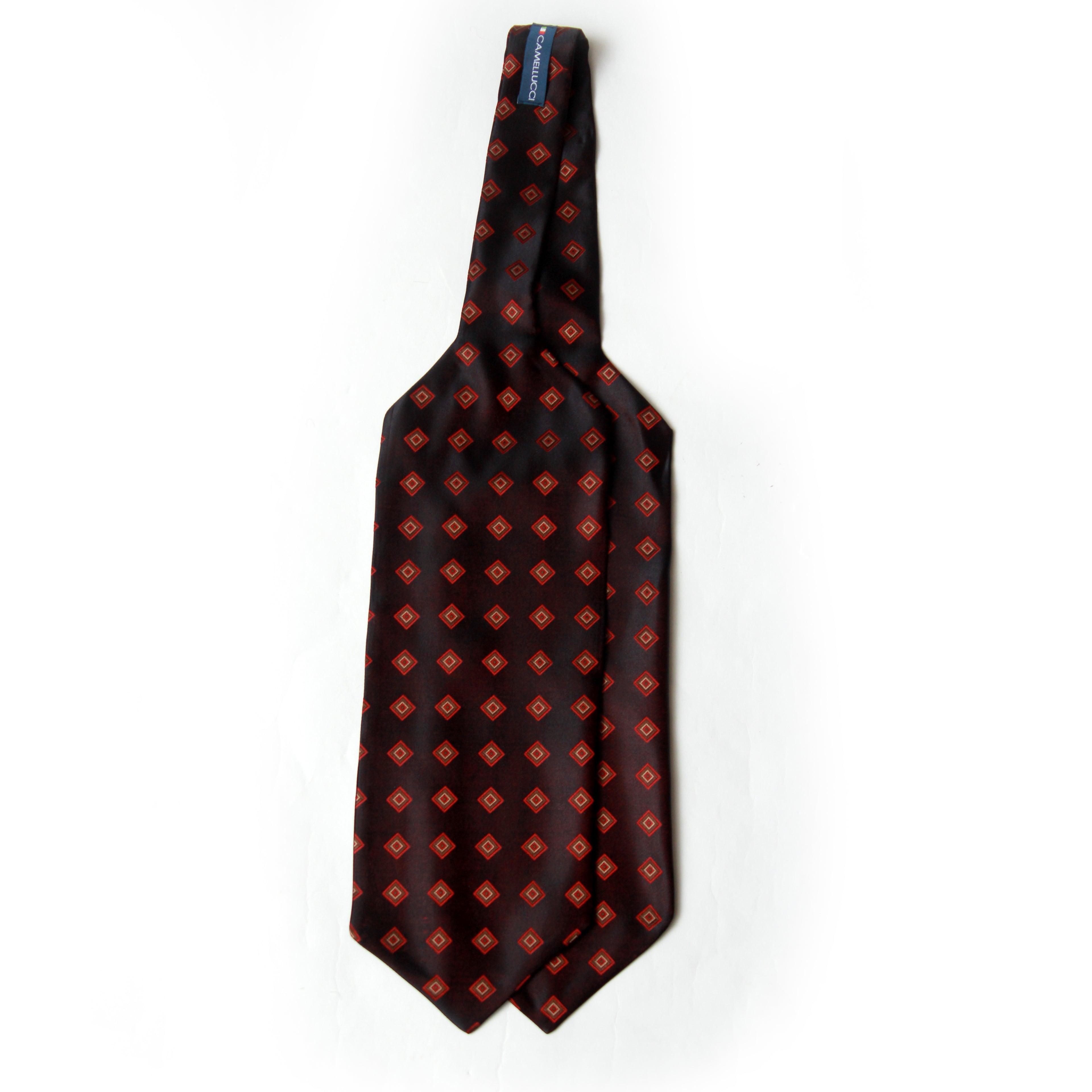 Black Red Ornament Silk Ascot