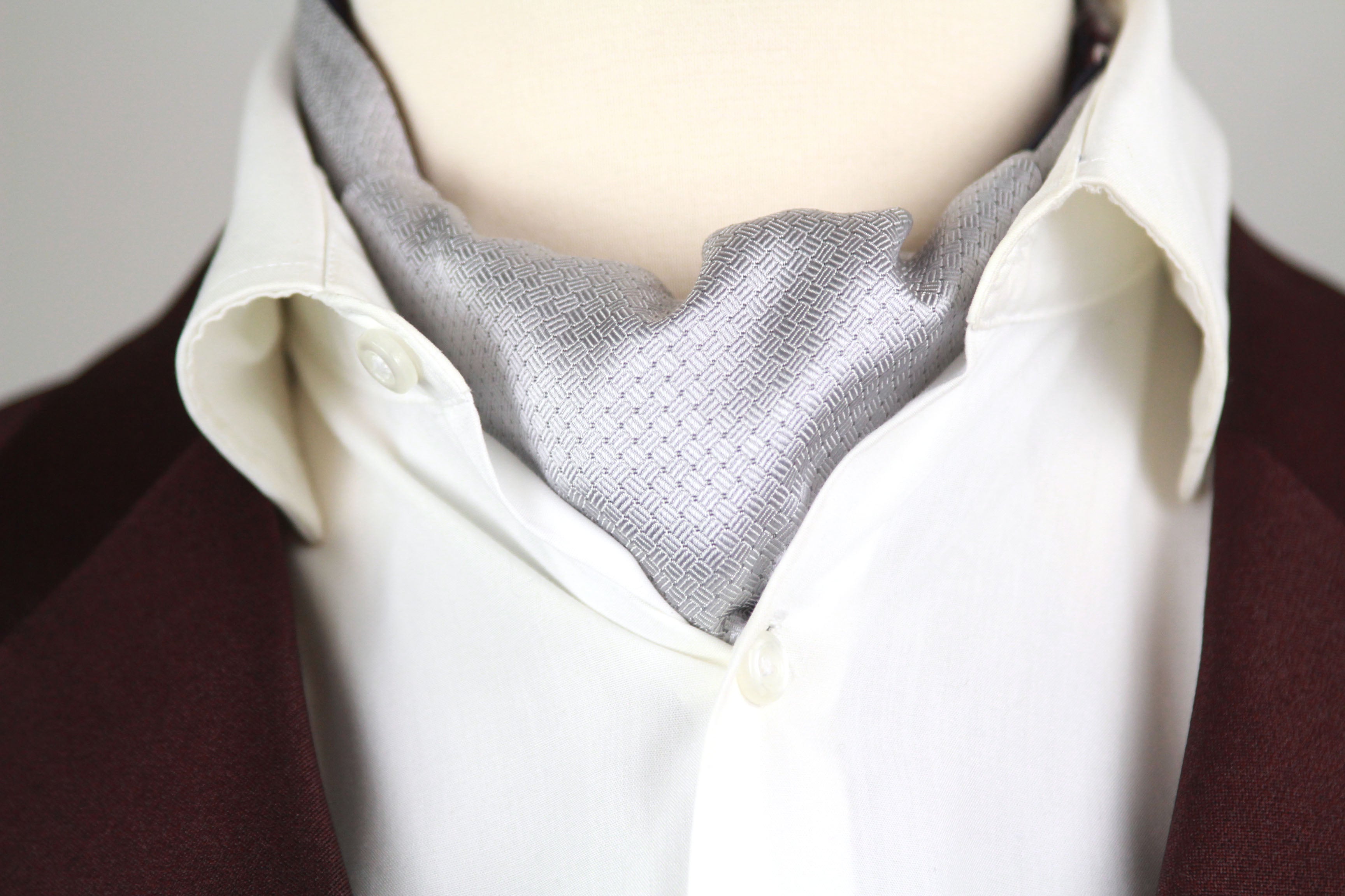 Silk Men's Ascot Grey silver purple lilac striped SKU: A216