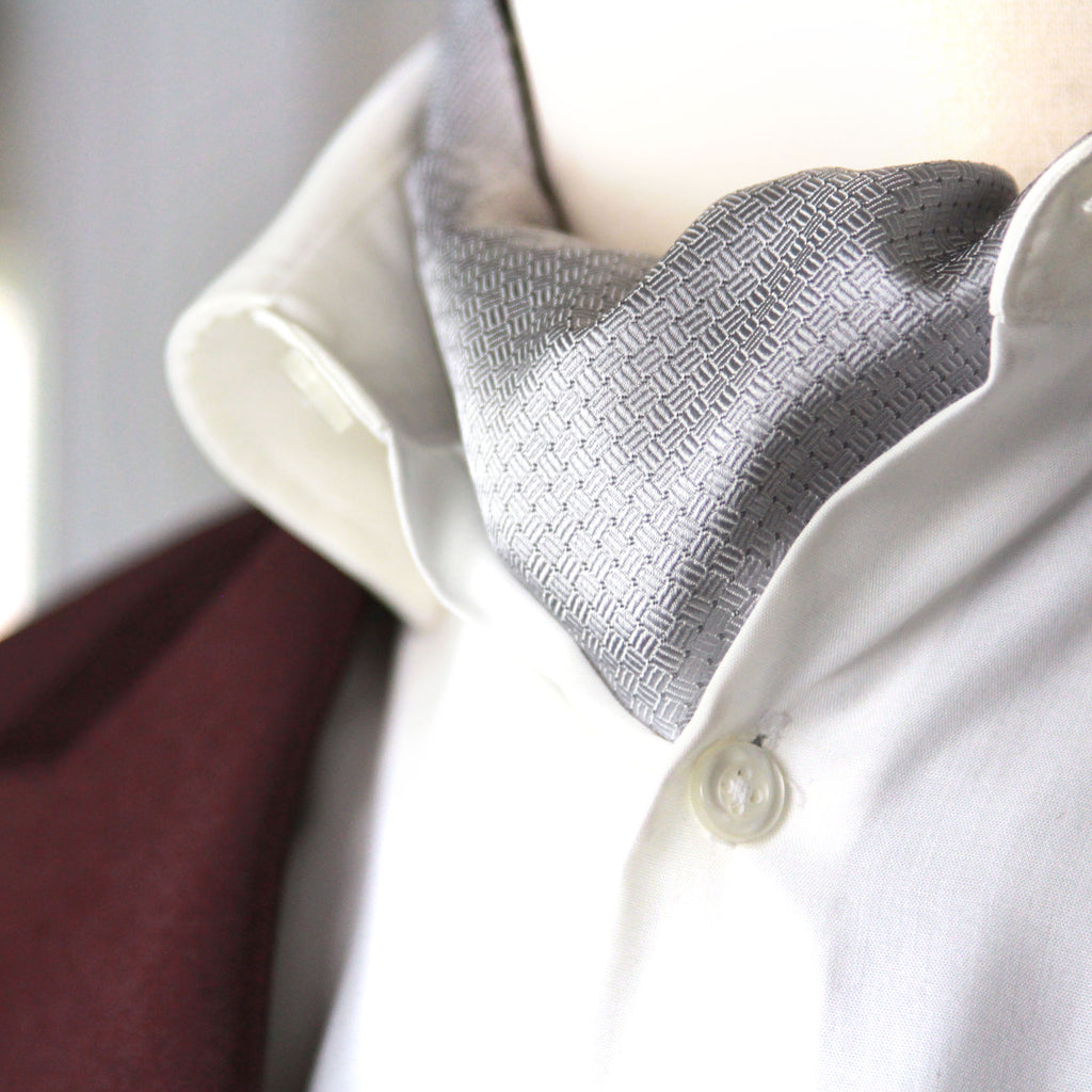Silk Men's Ascot Grey silver purple lilac striped SKU: A216