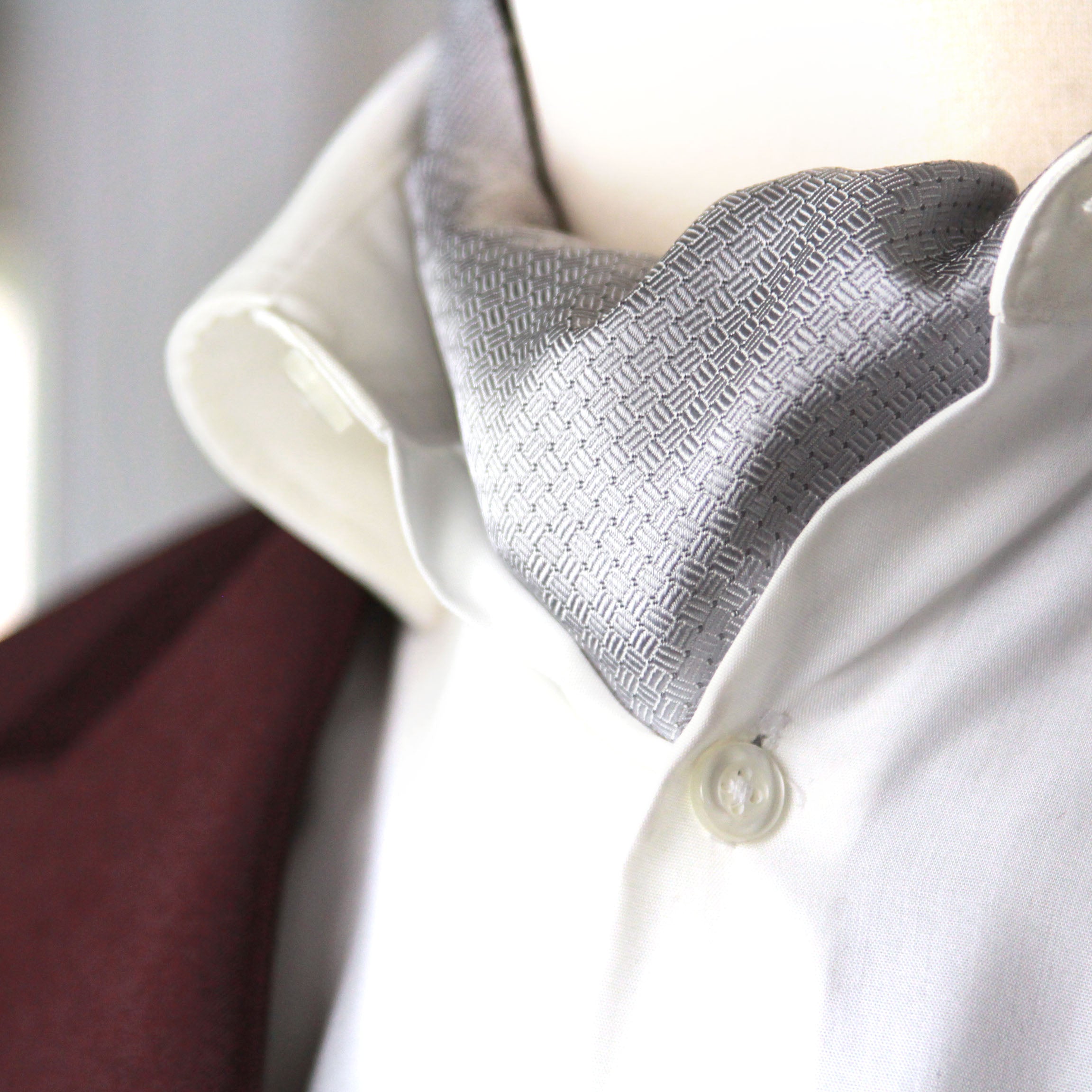 Silk Men's Ascot Grey silver purple lilac striped SKU: A216