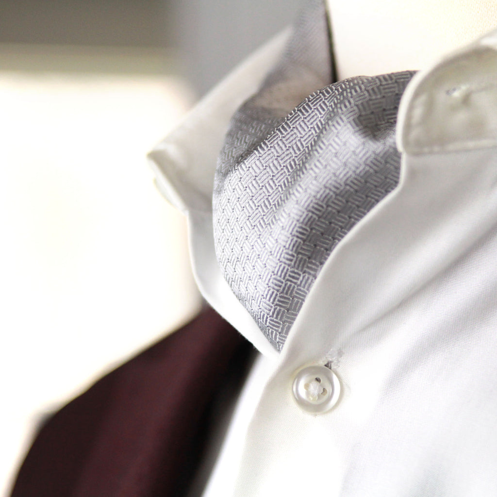 Silk Men's Ascot Grey silver purple lilac striped SKU: A216
