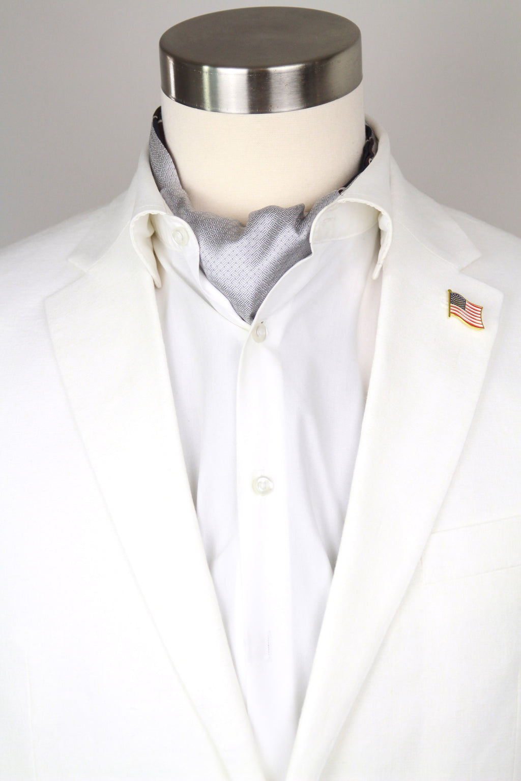 Silk Men's Ascot Grey silver purple lilac striped SKU: A216