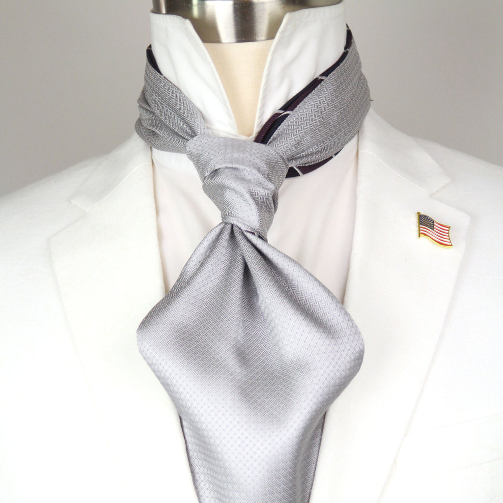 Silk Men's Ascot Grey silver purple lilac striped SKU: A216