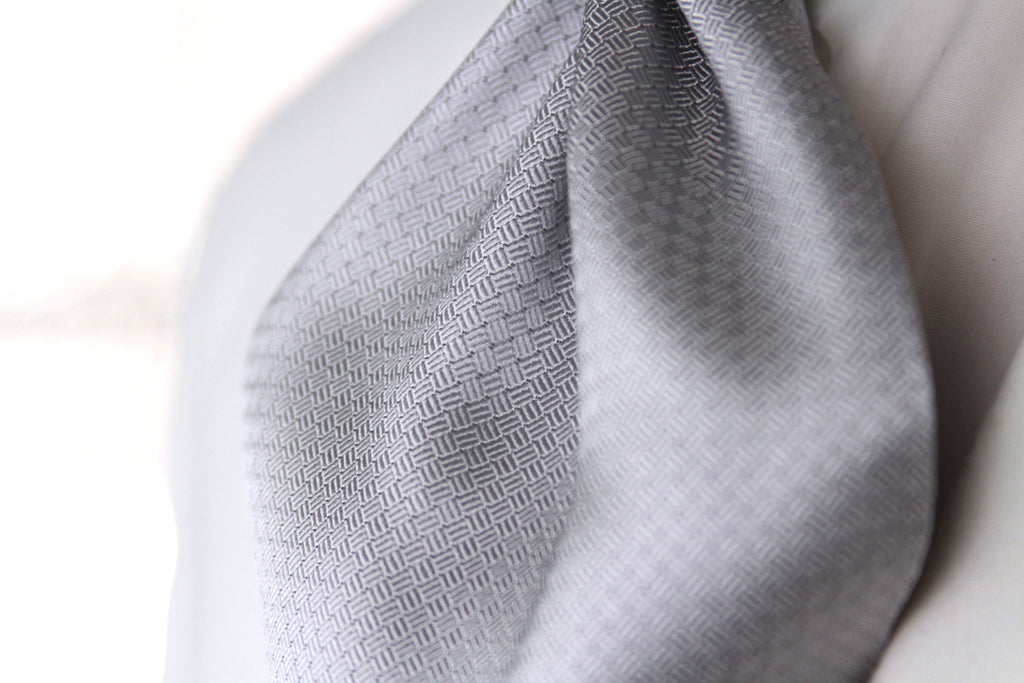 Silk Men's Ascot Grey silver purple lilac striped SKU: A216