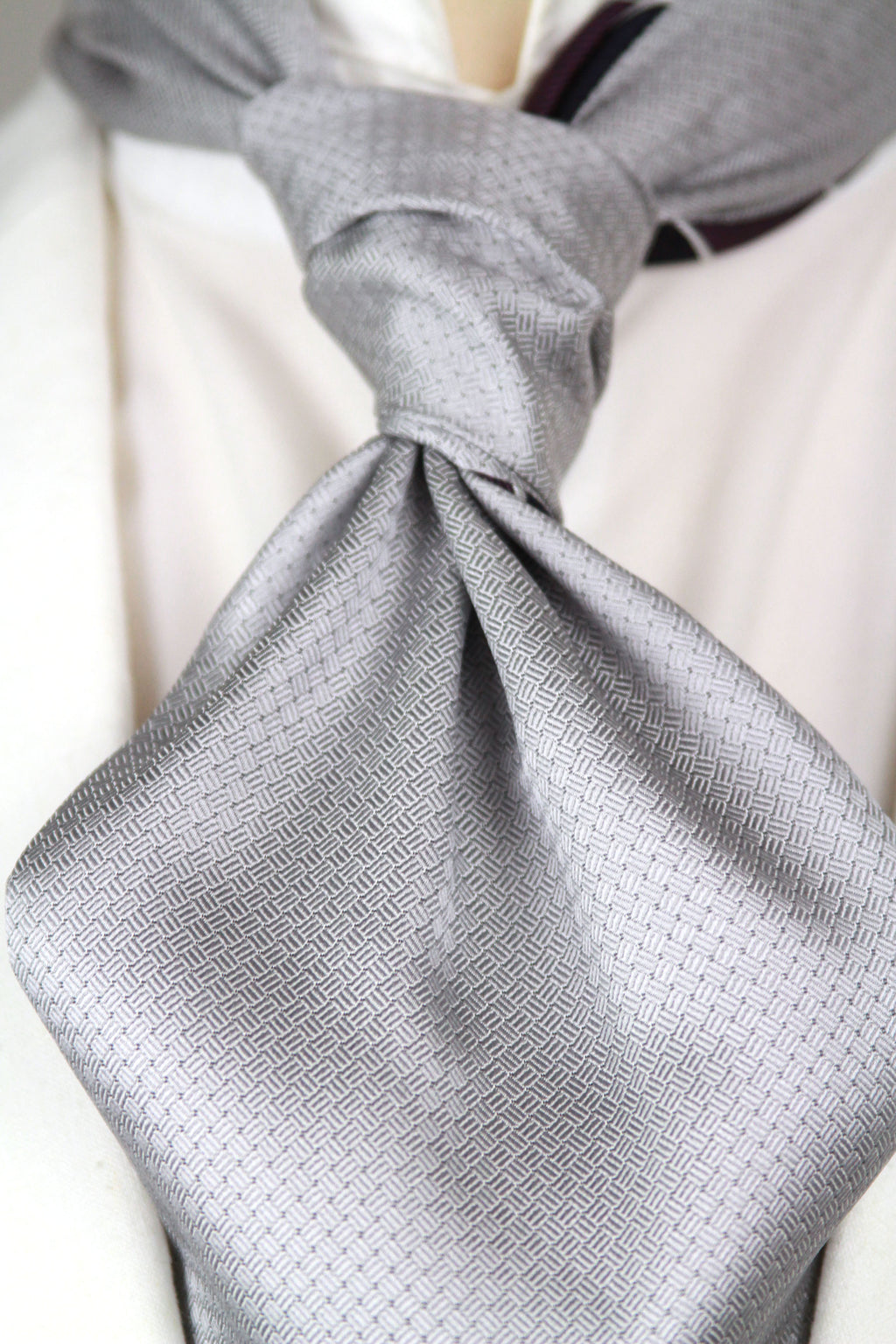 Silk Men's Ascot Grey silver purple lilac striped SKU: A216