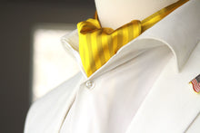Load image into Gallery viewer, Gold Silk Cravat Ascot Striped Yellow Gold A230

