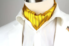Load image into Gallery viewer, Gold Silk Cravat Ascot Striped Yellow Gold A230
