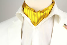 Load image into Gallery viewer, Gold Silk Cravat Ascot Striped Yellow Gold A230
