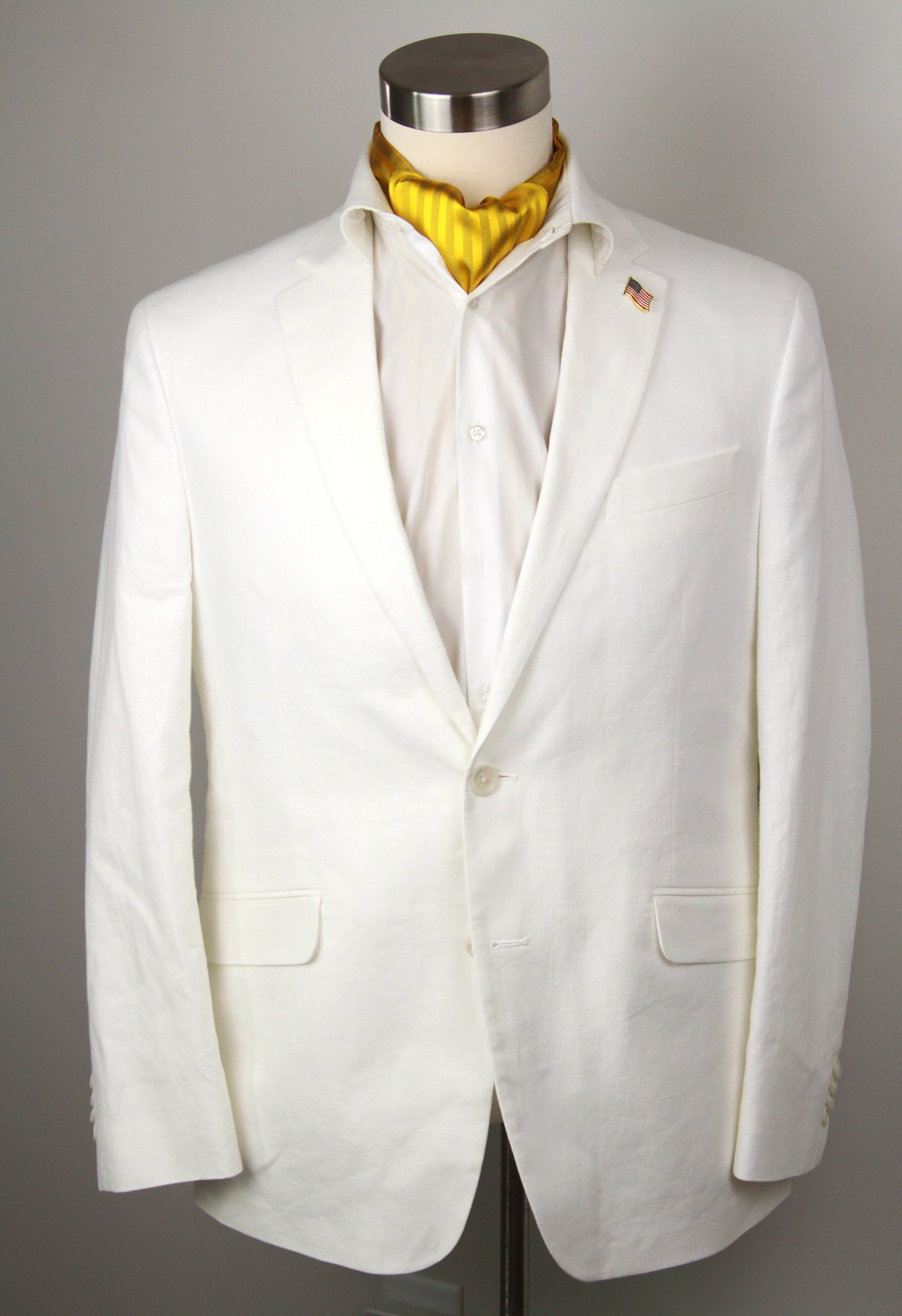 Gold Silk Cravat Ascot Striped Yellow Gold A230