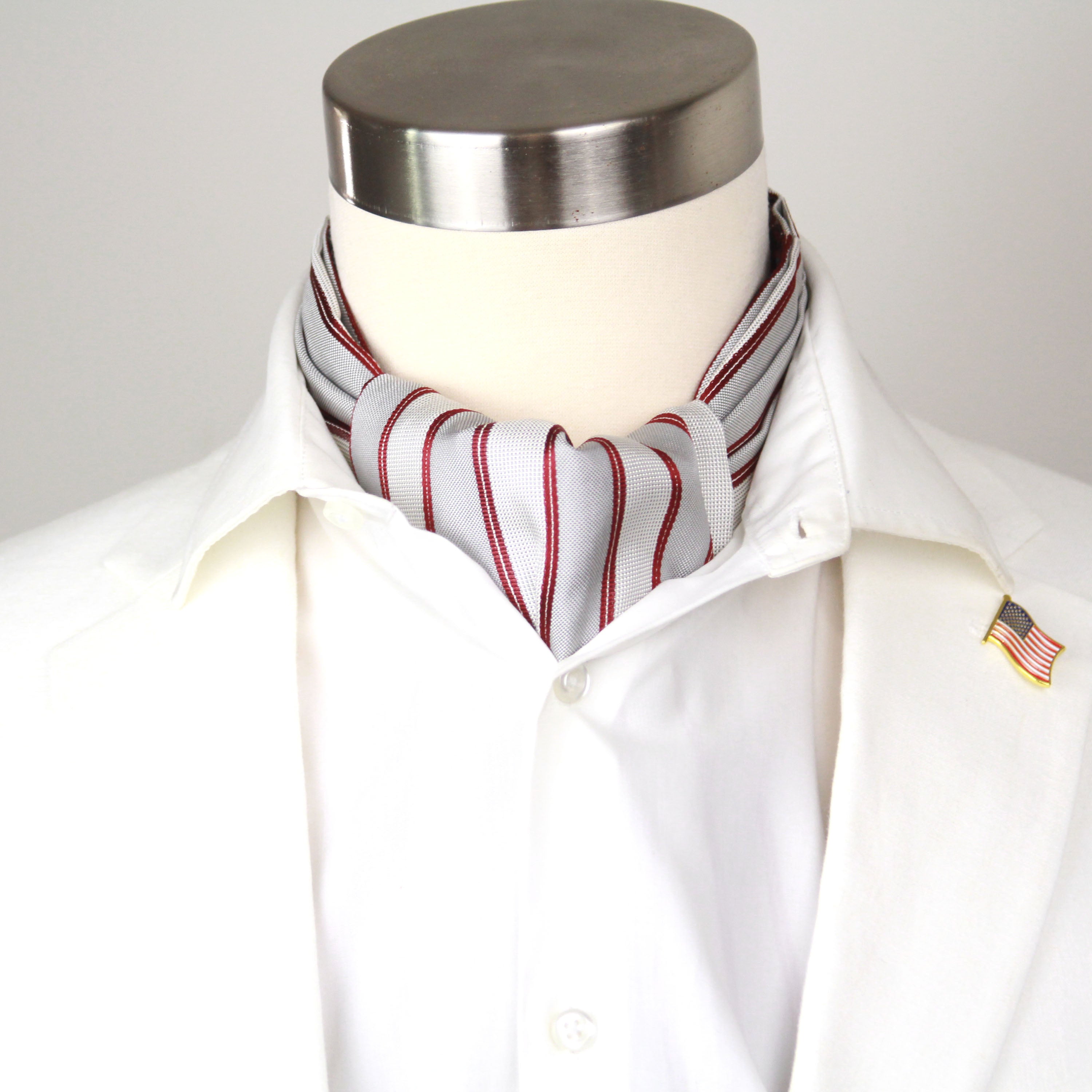 Reversible Silk striped geometrical ornament Ascot Burgundy Maroon A123b