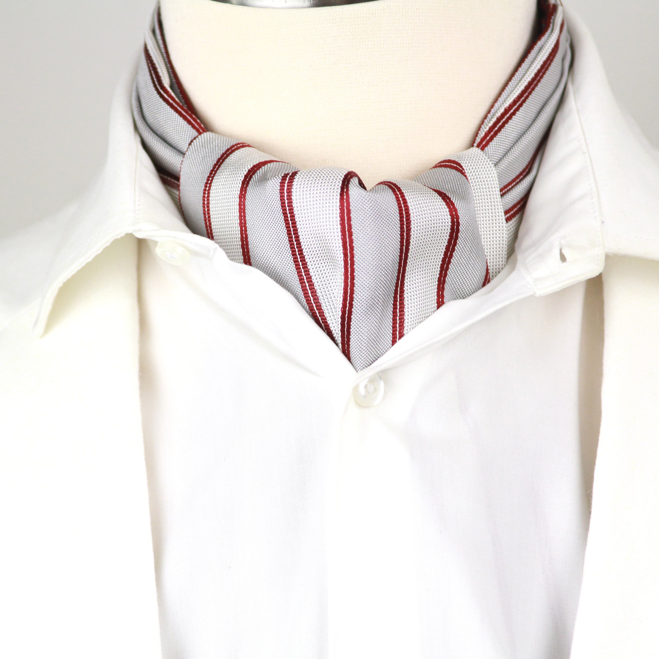 Reversible Silk striped geometrical ornament Ascot Burgundy Maroon A123b