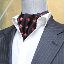 Load image into Gallery viewer, Black Red Ornament Silk Ascot

