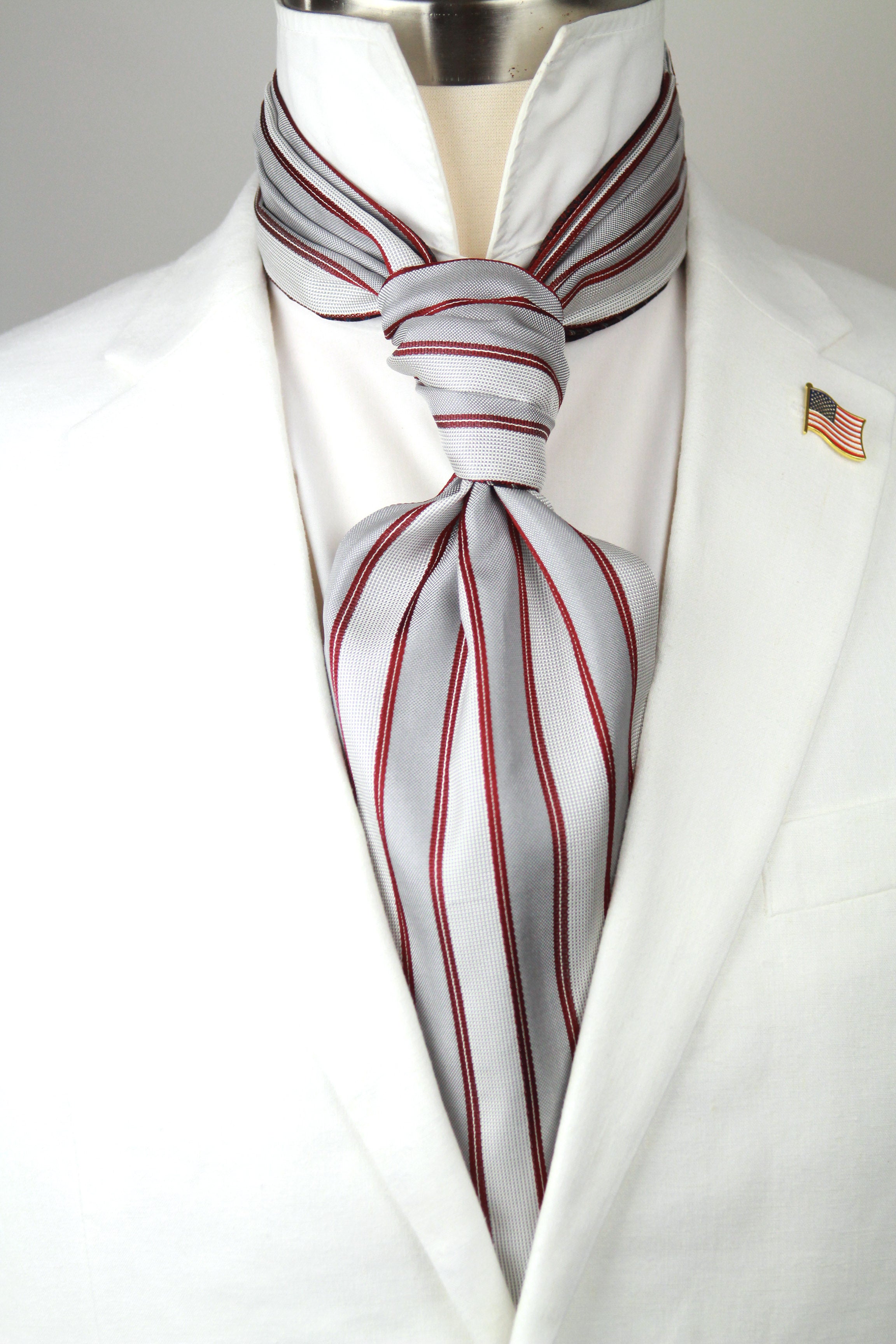 Reversible Silk striped geometrical ornament Ascot Burgundy Maroon A123b