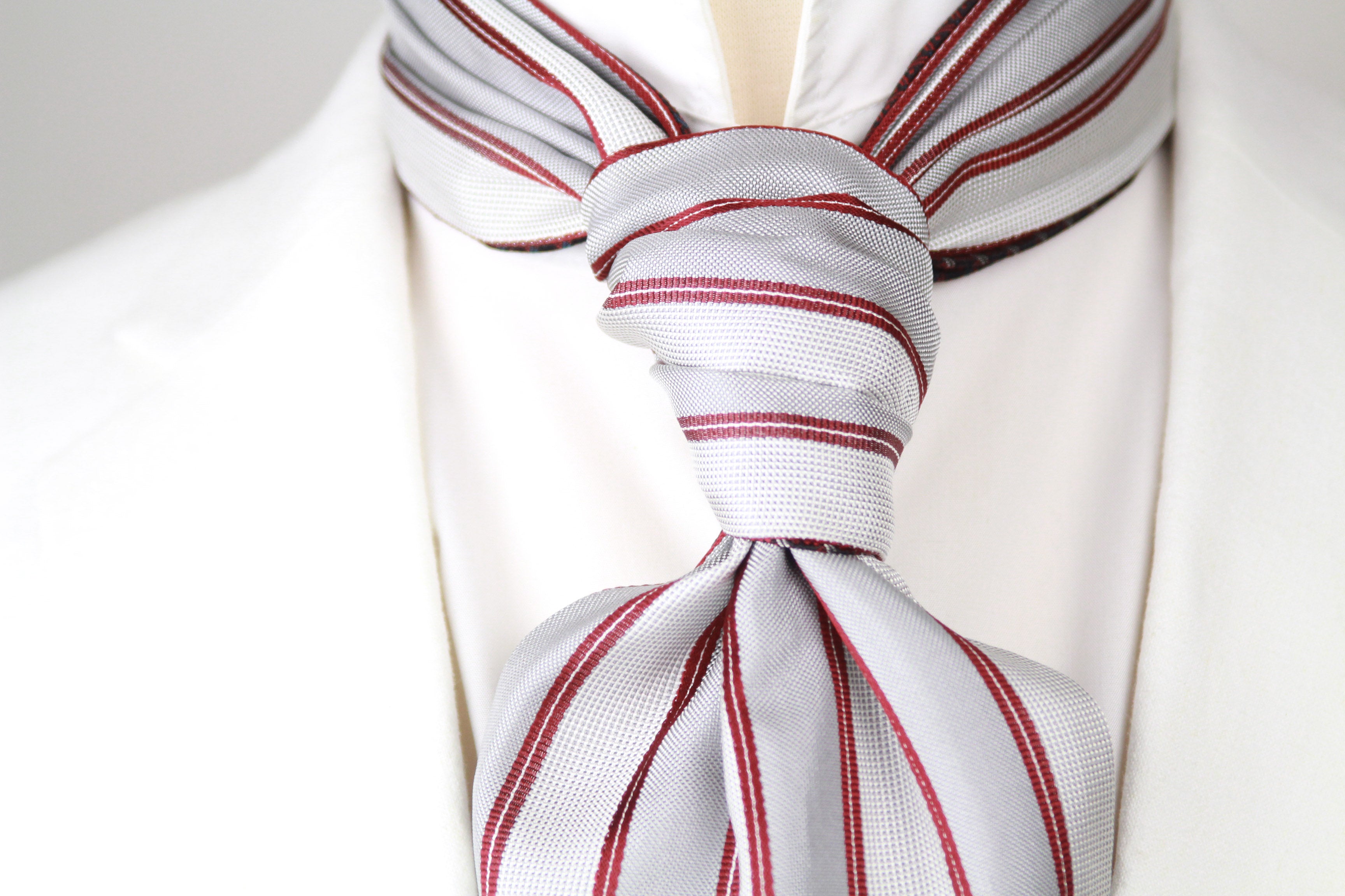 Reversible Silk striped geometrical ornament Ascot Burgundy Maroon A123b