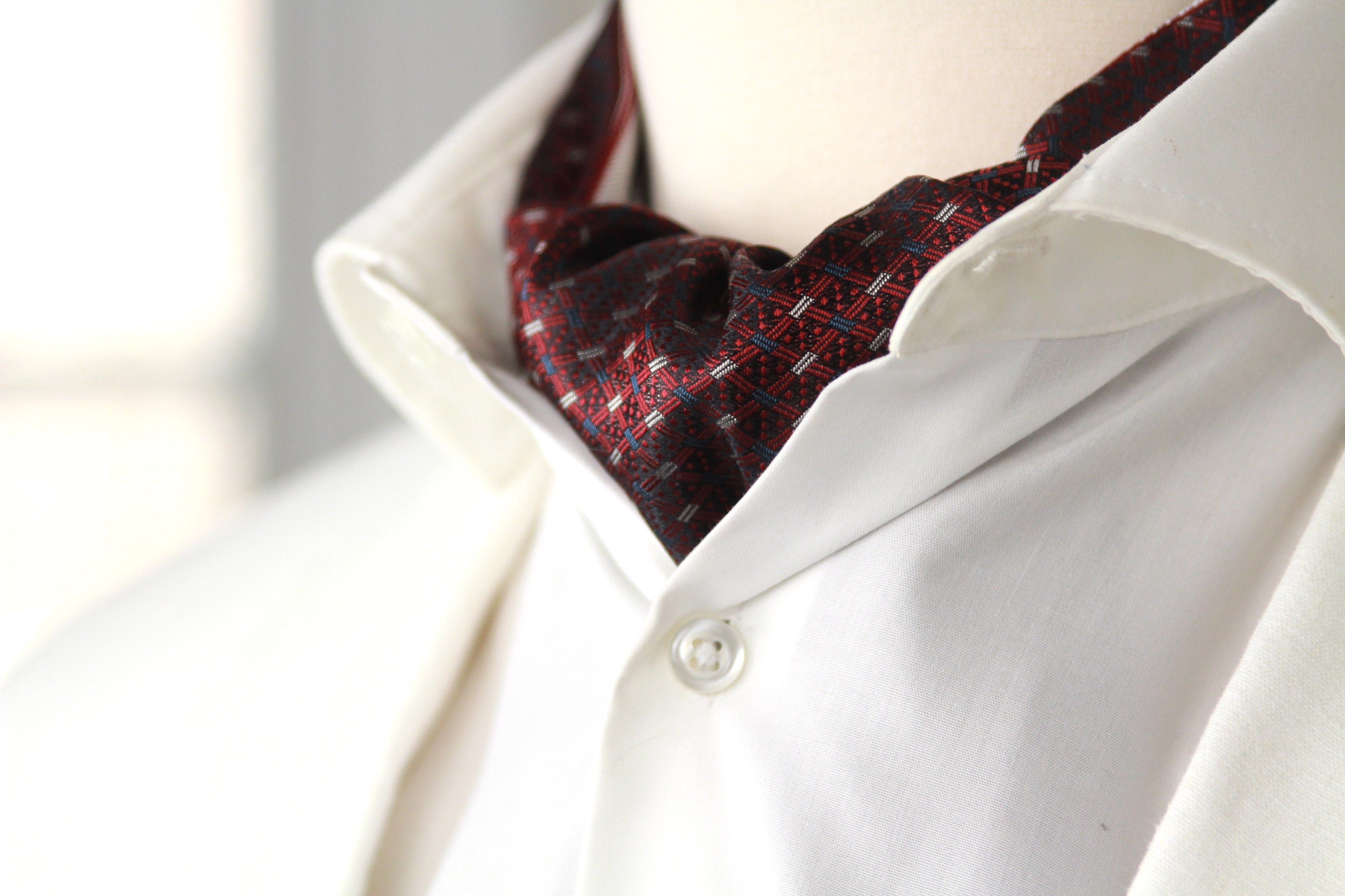 Reversible Silk striped geometrical ornament Ascot Burgundy Maroon A123b