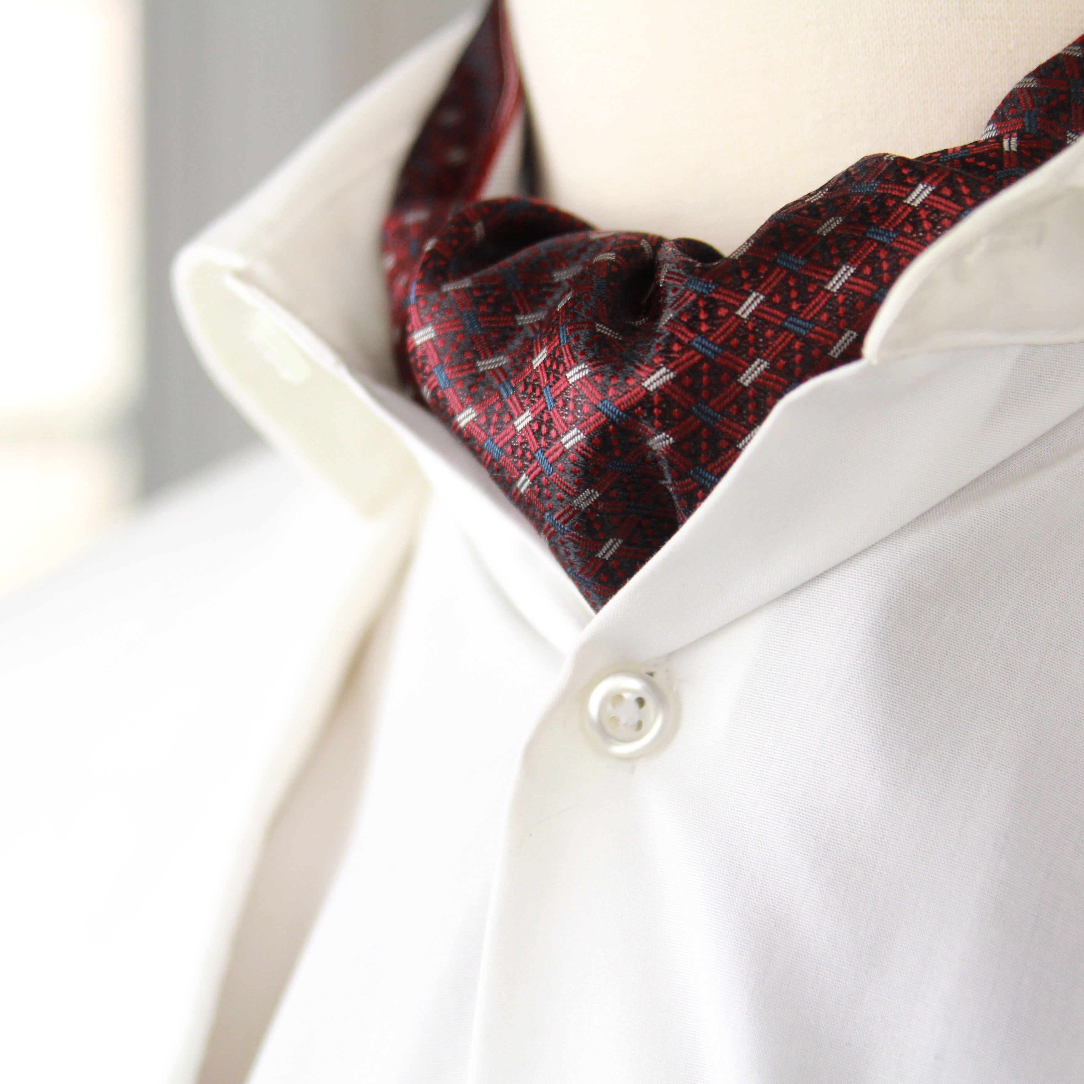 Reversible Silk striped geometrical ornament Ascot Burgundy Maroon A123b