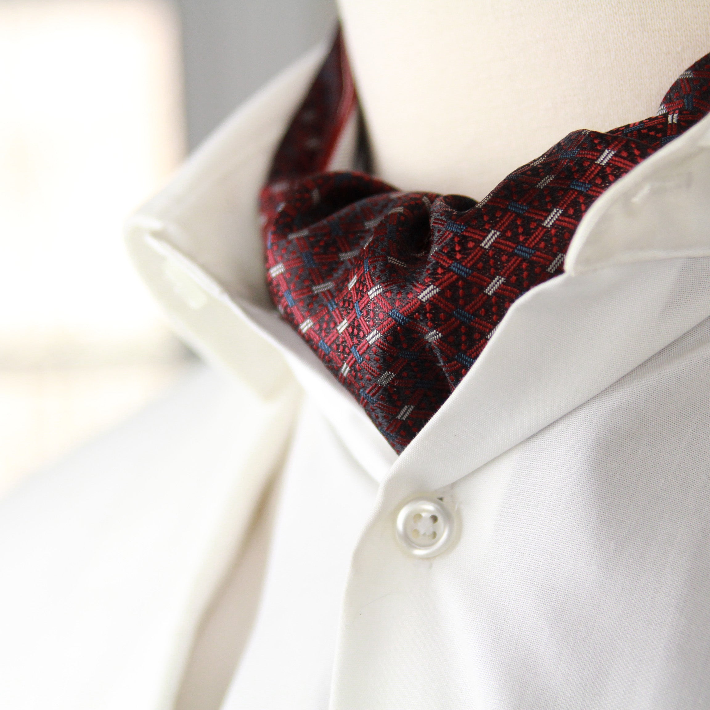 Reversible Silk striped geometrical ornament Ascot Burgundy Maroon A123b
