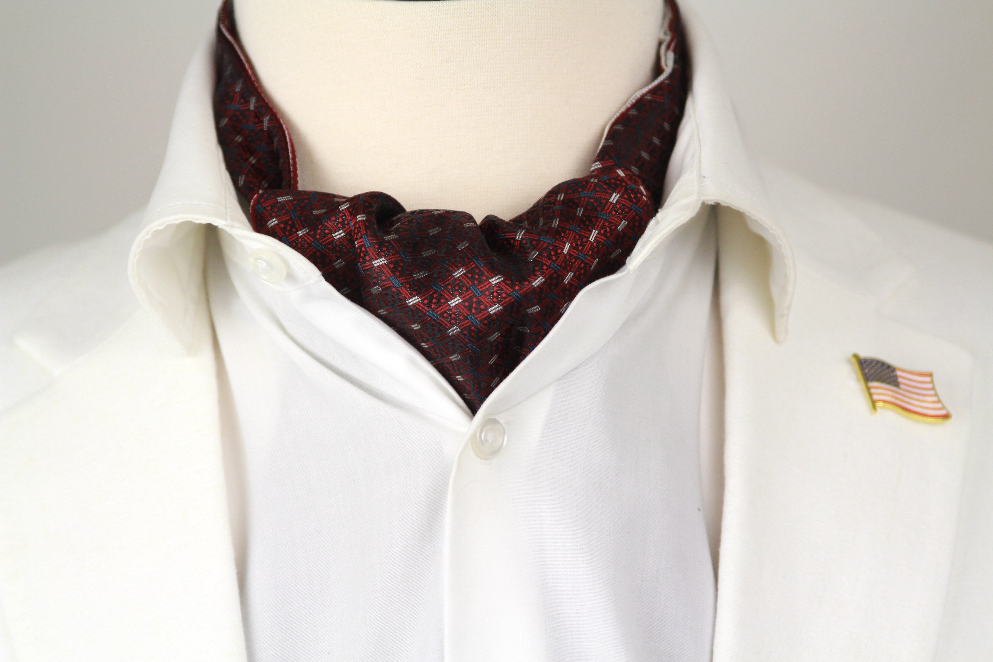 Reversible Silk striped geometrical ornament Ascot Burgundy Maroon A123b