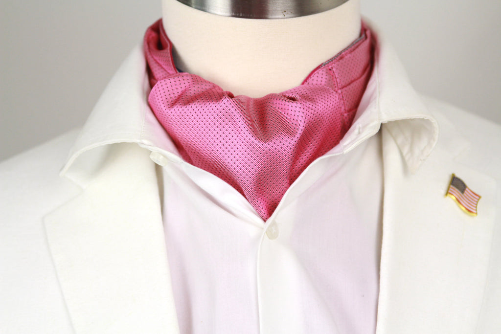 Striped Coral Pink Silk Ascot SKU: A203