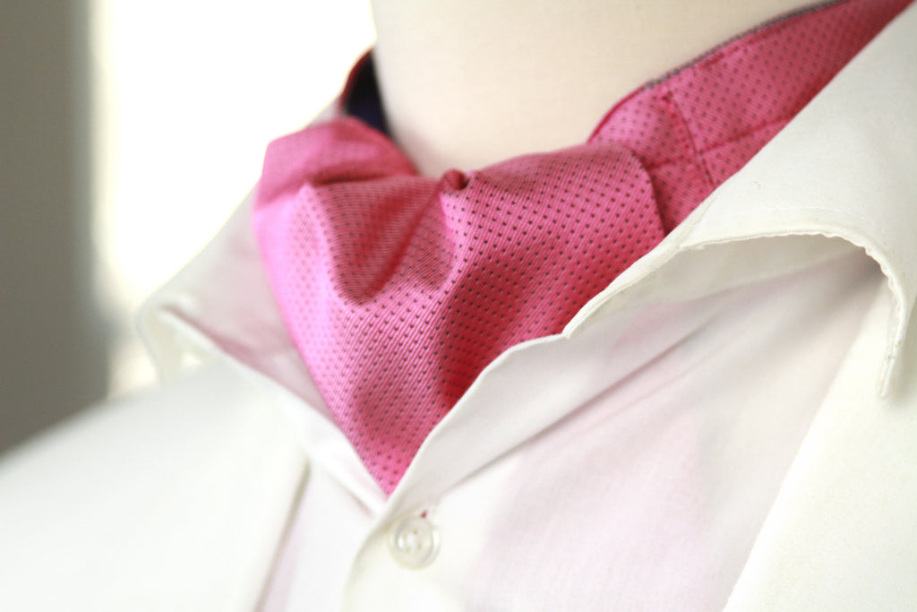 Striped Coral Pink Silk Ascot SKU: A203